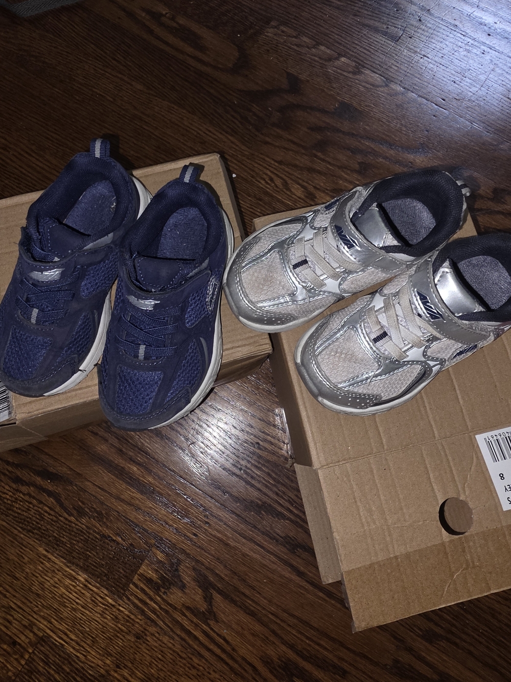 Kids Athletic Sneakers - Navy and Silver